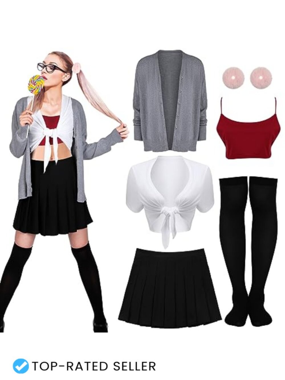90s Pop Singer Halloween Costume Set Faux Fur Scrunchie Crop Top Skirt